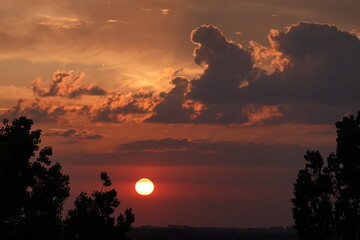 Wall Mural - Rose sunset and colorful clouds