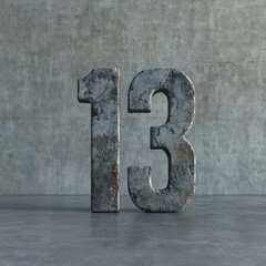 Poster - Metal number 13 on concrete