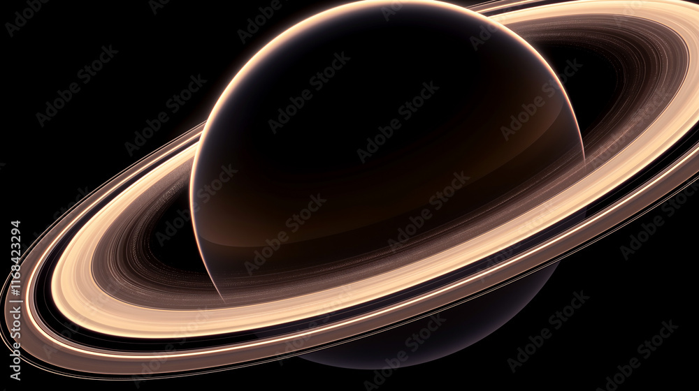 Detailed View of Majestic Gas Giant Saturn with Ring System on Star ...