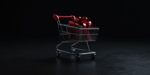 Wall Mural - Shopping Cart Red Bow