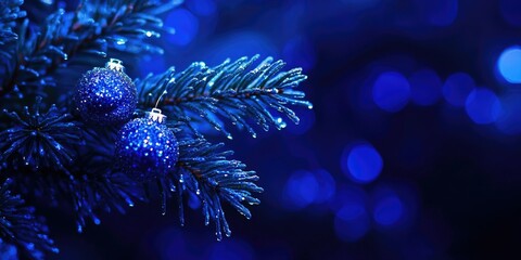 Poster - Whimsical Christmas Tree with Blue Sparkles and Snowy Pine Needles