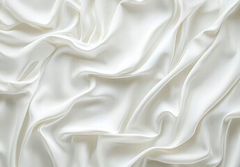 Smooth, flowing white silk fabric with elegant drapes and folds.