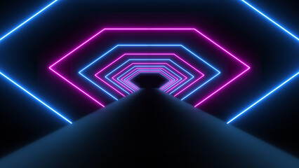 Wall Mural - VJ led neon light tunnel  event particles concert intro game edm music stage party openers titles abstract background