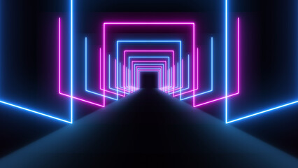 Wall Mural - VJ led neon light tunnel  event particles concert intro game edm music stage party openers titles abstract background