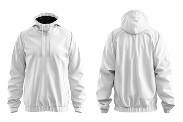 Wall Mural - White hooded jacket, front and back view. (8)