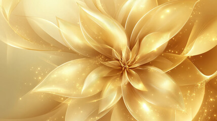 Wall Mural - luxurious golden abstract flower design with shimmering details