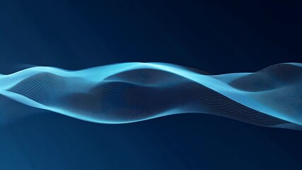Wall Mural - Smooth flowing waves blue gradient tones create modern abstract background ideal music visuals sleek technological designs 4K