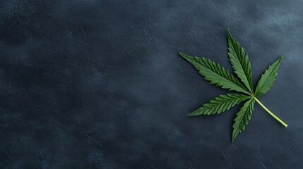 Wall Mural - Single cannabis leaf on dark background. (4)