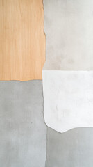 Leinwandbilder - Abstract textured wall with mix of wood, concrete, and plaster finishes, creating modern aesthetic
