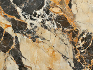Leinwandbilder - Elegant black, gold, and beige marble texture with intricate veining patterns