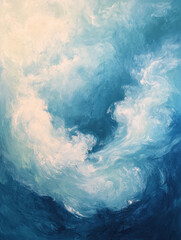 Aufkleber - Dreamy swirling clouds in soft blues and whites create serene, atmospheric texture