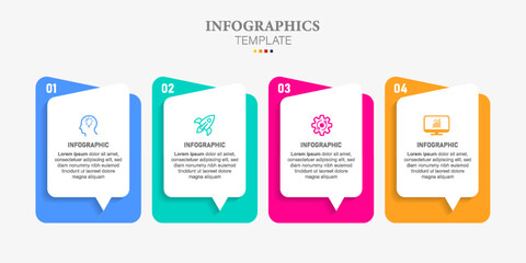 infographics template icons with speech bubble and 4 options or steps