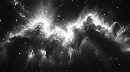Wall Mural - Dramatic black and white nebula with bright center.