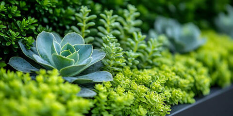 Canvas Print - Lush succulent and greenery wall.