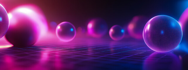 Wall Mural - A colorful background with many small purple spheres