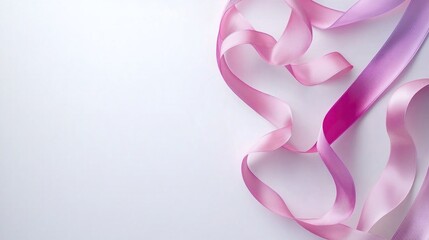 Wall Mural - Soft pink and purple ribbons elegantly arranged on a light background.