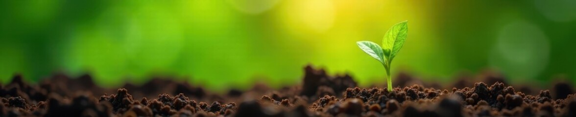 Wall Mural - Vibrant green coffee seedlings sprout, healthy growth , soil, background image