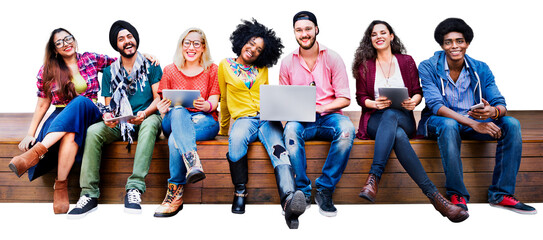 Png students working together sticker, transparent background