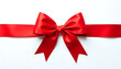© cd - A large red ribbon with a bow, against a plain white background, created with generative ai