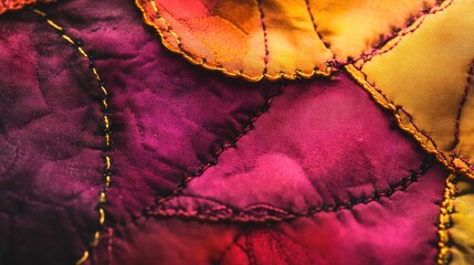Poster - A close-up of a colorful quilt showcasing intricate stitching and vibrant fabric patterns.