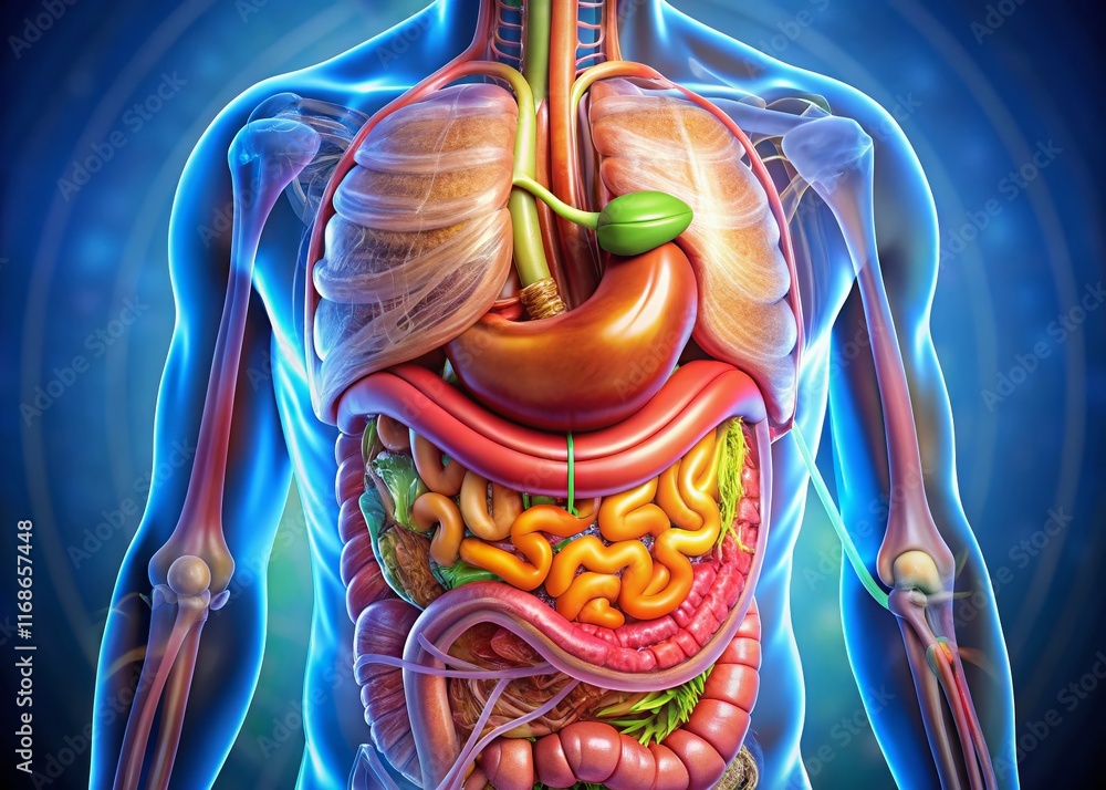 Anatomy Educational Chart: Labeled Human Stomach Diagram - High ...