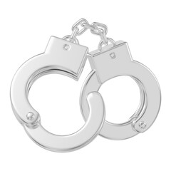 Poster - Silver handcuffs png 3D element, transparent background