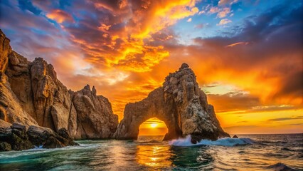 Wall Mural - Cabo San Lucas Arch at Dusk: Dramatic Low Light Landscape Photography