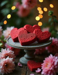 Wall Mural -  Valentine’s Red Velvet Heart Cookies