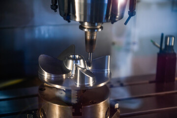Wall Mural - process working cnc turning milling metal industry machine cutting propeller part.
