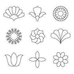 Wall Mural - simple flower png elements, botanical doodle graphic design set