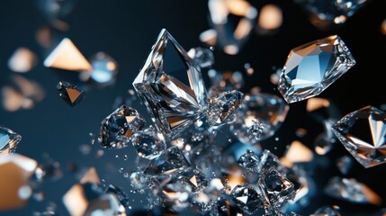 Poster - A cluster of sparkling crystals illuminated in a dynamic, abstract setting.
