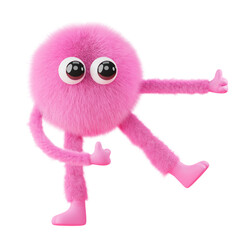 Wall Mural - png cute fluffy monster sticker, 3d rendering, transparent background