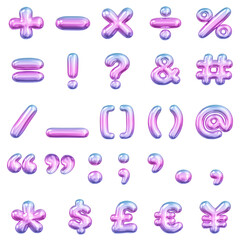 Wall Mural - 3d symbols png sticker, pink gradient balloon set, transparent background