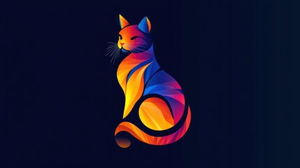 Poster - A colorful, stylized illustration of a cat, showcasing vibrant hues and artistic design.