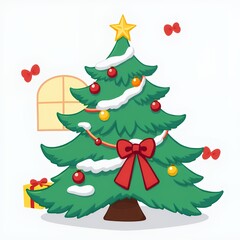 there is a christmas tree with a star on top of it.