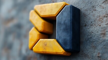 Abstract Yellow and Blue Geometric Letter D Design