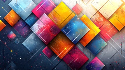 Wall Mural - Abstract colorful square pattern background. (1)