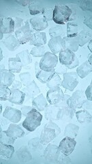 Aufkleber - Super slow motion of falling ice cubes separated on blue background. Filmed on high speed cinema camera, 1000 fps. Vertical aspect ratio.