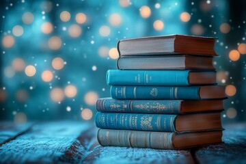 Aufkleber - Enchanting Winter Reading Vintage Books in Dreamlike Pastel Light