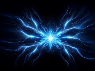 Aufkleber - Intricate glowing blue energy forms a butterfly-like shape against a black background. The central light source adds to its ethereal, otherworldly feel.