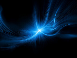 Aufkleber - Abstract image of swirling blue light energy against a black background.  The light emanates from a central point, creating dynamic, flowing patterns.