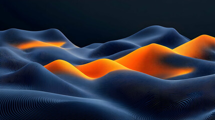 Wall Mural - Abstract 3D Orange Blue Wave Background