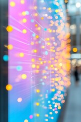 Leinwandbilder - Vibrant Abstract Digital Display with Glowing Geometric Patterns