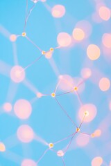 Poster - Abstract Pastel Network Geometric Shapes and Glowing Lines in Digital Tech Art