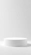 © ali - Minimalist white round pedestal for product display on a clean white background, 3D rendering.