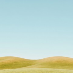 Wall Mural - Serene Green Meadow Under Clear Blue Sky - Minimalist Landscape