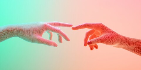 Poster - Futuristic Connection Human and Robotic Hand Interaction with Digital Patterns