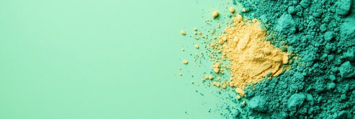 Poster - Colorful Powder Explosion on Soft Turquoise Background