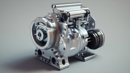 Poster - A detailed rendering of a mechanical turbocharger used in automotive engines.