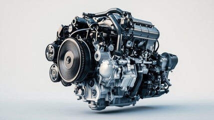 Poster - A detailed rendering of a modern internal combustion engine showcasing its components.